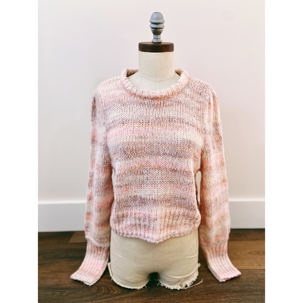 CYBER SALE🕊️wilde fable pastel color block knit crop sleeve rainbow sweater